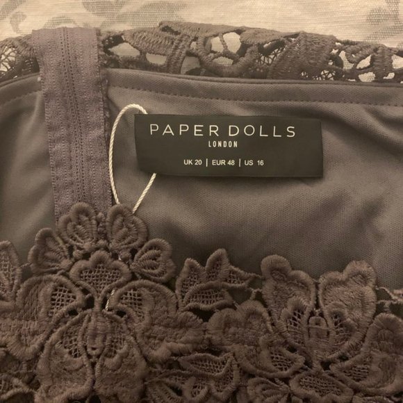 NWT Paper Dolls bardot crochet dress with fluted sleeves - Picture 12 of 14